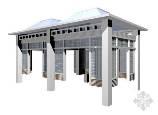 冬景别墅3D模型资料下载-园林景亭