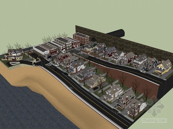 住宅小区模型下载资料下载-别墅住宅区SketchUp模型下载