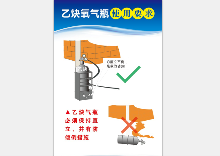 高清安全教育资料下载-[安全月]乙炔氧气瓶使用要求高清挂图