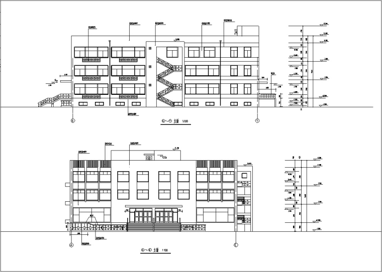 某农大东校区食堂建筑设计施工图CAD-农大东校区食堂建筑设计立面图3