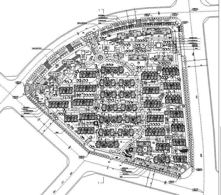 [山东]临沂北城新区新中式风格居住区建筑施工图设计-总平面图