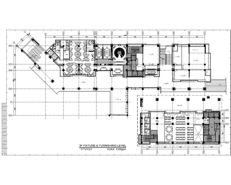 [重庆]工业风--重庆知名地产办公室施工图+效果图+实景图-二层平面布置图