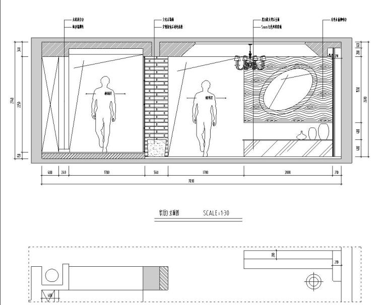 中西合璧混搭风格家居施工图设计-立面图二