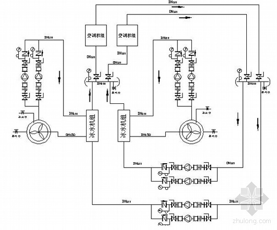 日立多联空调主机点检资料下载-某工厂冰水主机空调系统图