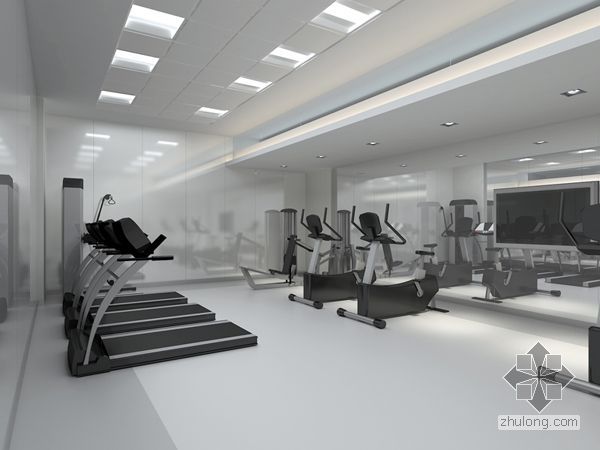 室内健身房效果图施工图资料下载-健身房