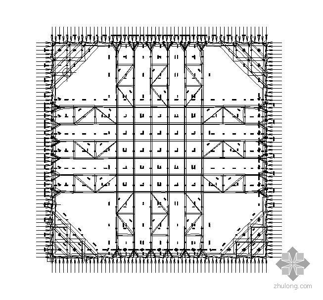 某工程基坑内支撑支护图纸-内支撑设计剖面图 