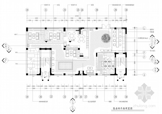 徽派墙cad施工图资料下载-[四川]徽派风格售楼部室内装修施工图