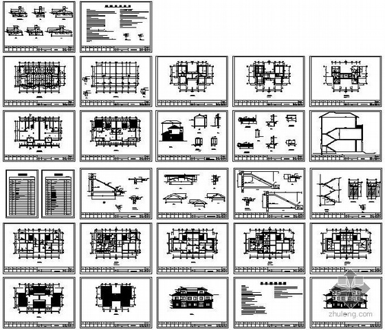 400平三层别墅设计图资料下载-某三层砖混联体别墅设计图