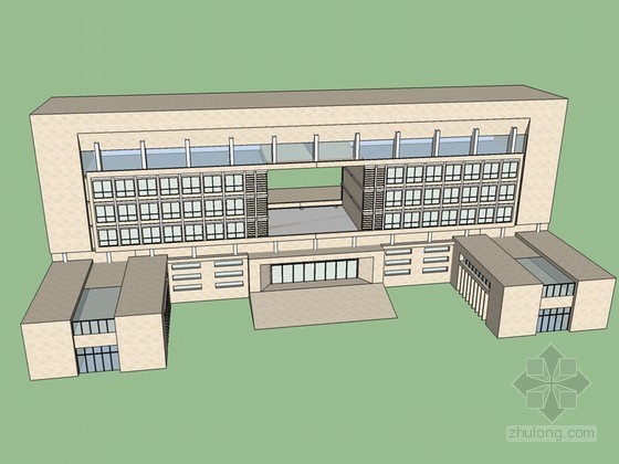 落地独栋办公建筑平面资料下载-行政办公建筑SketchUp模型下载