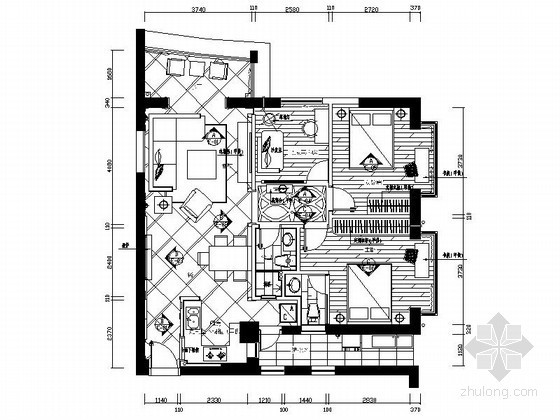 85平米两居室装修图纸资料下载-[厦门]港式两居室设计装修图