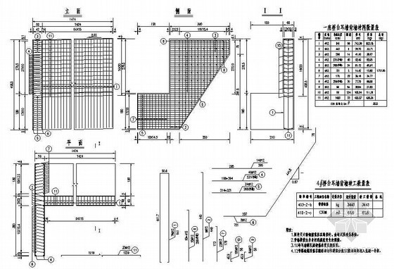 双线T形空心桥台资料下载-预应力钢筋混凝土T梁桥台耳、背墙钢筋构造节点详图设计
