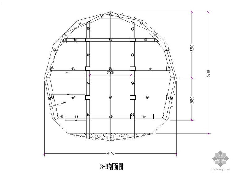 黑色铁拱架与白色木栏资料下载-拱架设计图