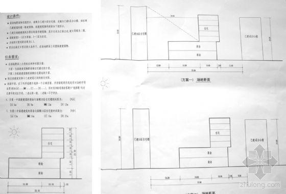 场地模型设计资料下载-[一注建筑]2005年场地设计（作图题）真题