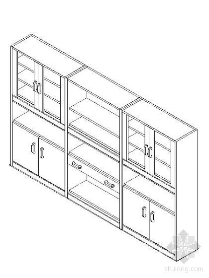 书柜柜子CAD图块资料下载-书柜CAD三维图块8