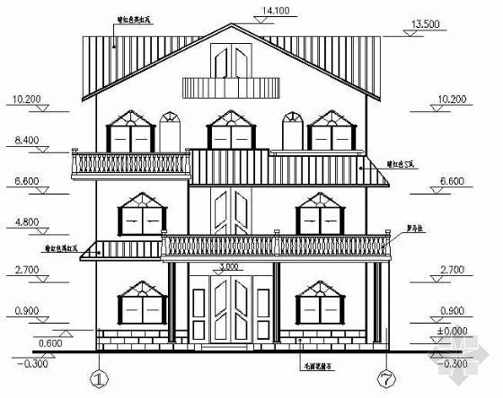 三层别墅图纸建筑结构资料下载-某三层别墅建筑结构施工图