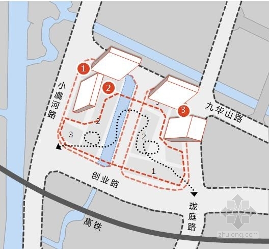 [江苏]高层现代风格多功能开放性商业建筑设计方案文本-高层现代风格多功能开放性商业建筑分析图