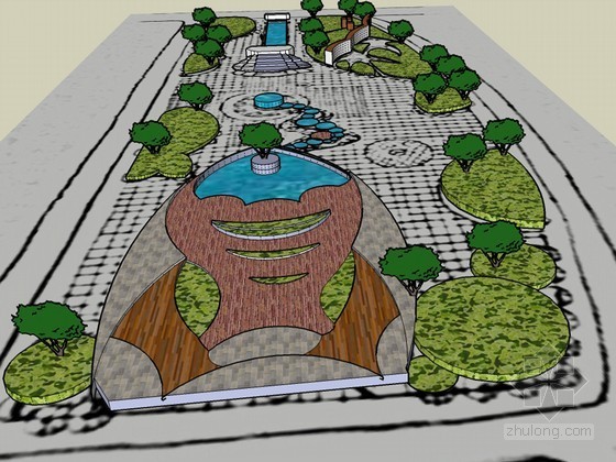 文化体育广场规划资料下载-小广场规划SketchUp模型下载
