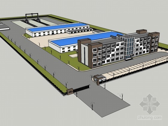 工业办公建筑设计资料下载-工业办公建筑SketchUp模型下载