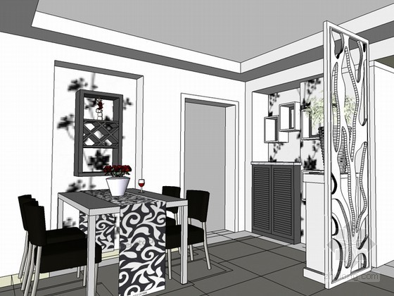 时尚客餐厅SketchUp模型下载-时尚客餐厅 