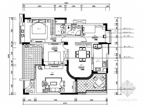 三室二厅中式室内施工图资料下载-优雅中式风格三室二厅装修图(含效果)