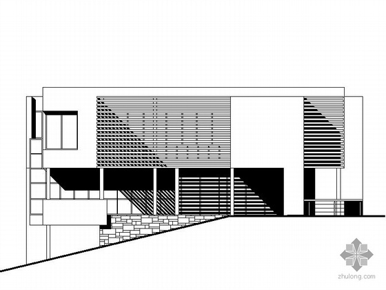 二层别墅设计图带围墙资料下载-某三层山地别墅设计方案图（局部二层）