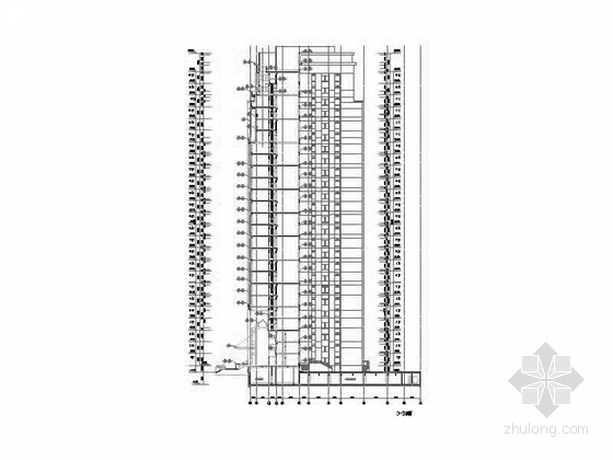 [深圳]25层现代风格办公大厦建筑设计施工图（知名设计院 含效果图）-25层现代风格办公大厦建筑设计剖面图