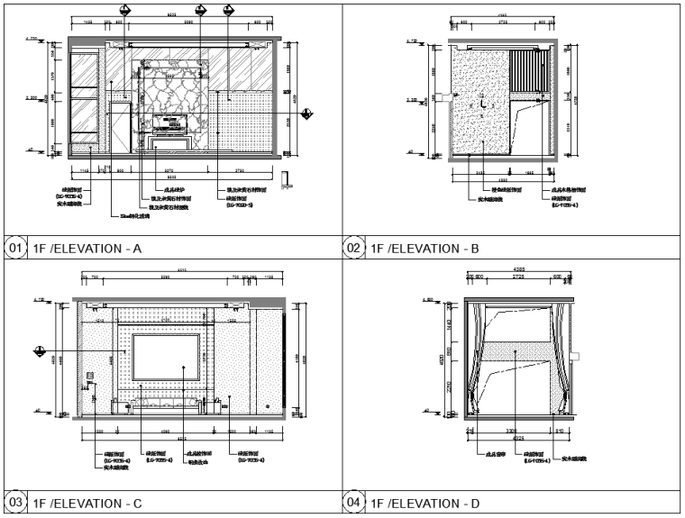 [北京]LOFT复式住宅室内设计施工图（效果图+物料表）-[北京]LOFT复式住宅室内设计立面图