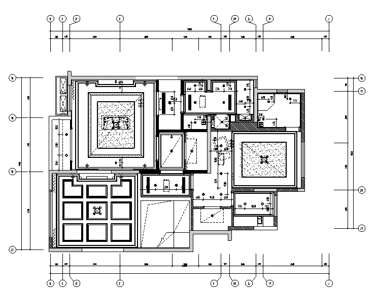 [陕西]意式风格样板间设计施工图（附效果图+材料表）-二层灯具放线图