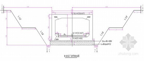 城市主干道互通框架桥施工方案（下穿道路，2013）-基坑开挖断面图 