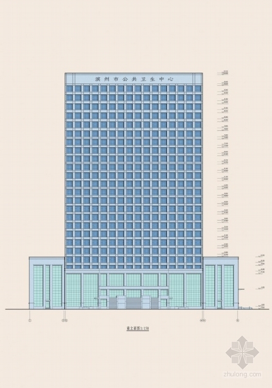 [广东]26层办公综合体建筑方案文本-立面图