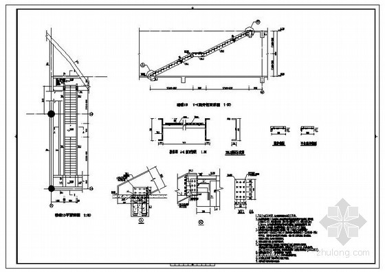 三跑楼梯结构节点详图资料下载-某直跑钢楼梯节点构造详图
