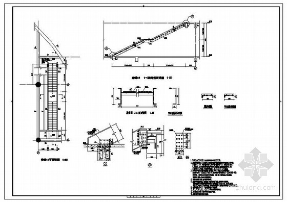 室外直跑钢楼梯施工图资料下载-某直跑钢楼梯节点构造详图