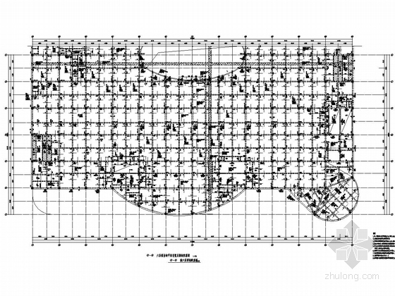 [黑龙江]30万平购物广场城市综合体建筑结构施工图-D区六层顶结构平面布置及梁板配筋图