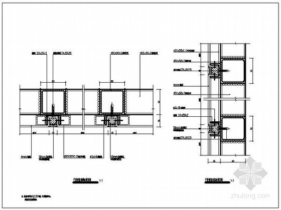 干挂铝塑板施工图资料下载-干挂铝塑板幕墙节点详图
