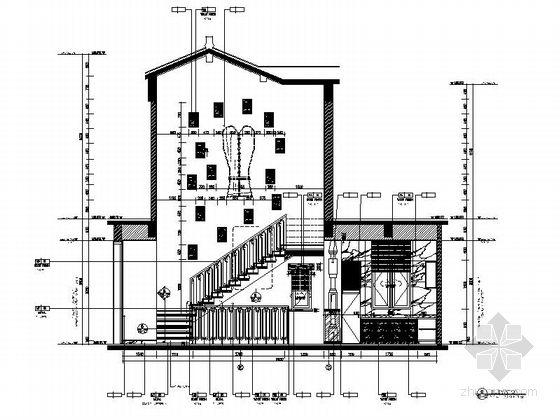 [海南]奢华欧式风格两层别墅样板间室内装修施工图（含效果）楼梯立面图