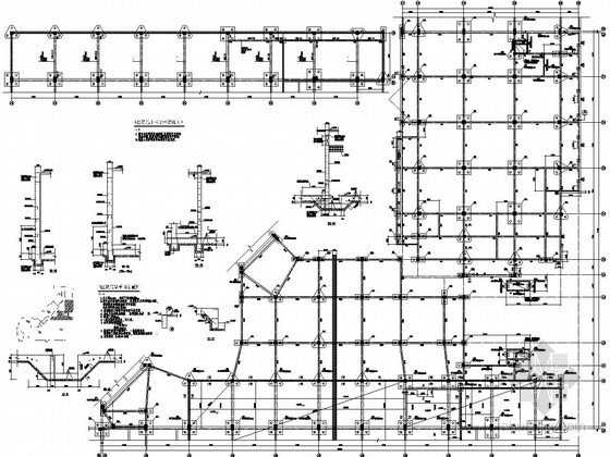 地下一层展厅资料下载-[河南]地上四层框架结构B区商业区结构施工图（地下一层）