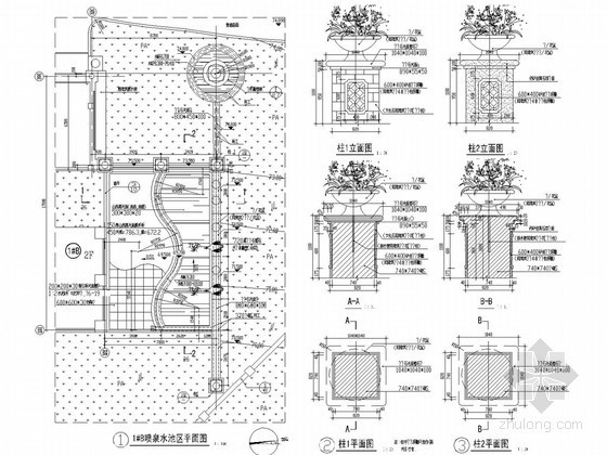 水池做法详图资料下载-园林喷泉水池花钵做法详图