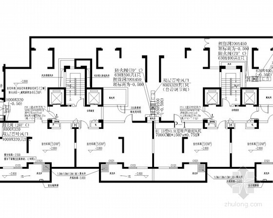 暖通安装平面图资料下载-[浙江]高层住宅项目通风防排烟系统设计施工图（平面图全面）