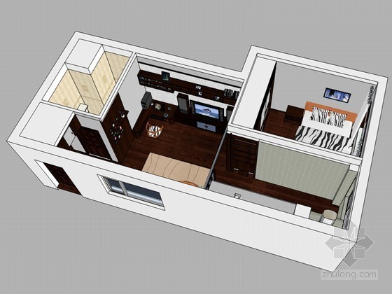8层小公寓效果图资料下载-时尚小公寓SketchUp模型下载