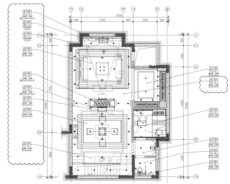 [CCD]嘉裕地产成都四居室别墅样板房室内装修施工图+设计方案+效果图（CAD、JPG、PDF）-4负一层天花布置图