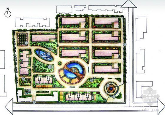 园林小景手绘资料下载-师生住宅区整体规划方案