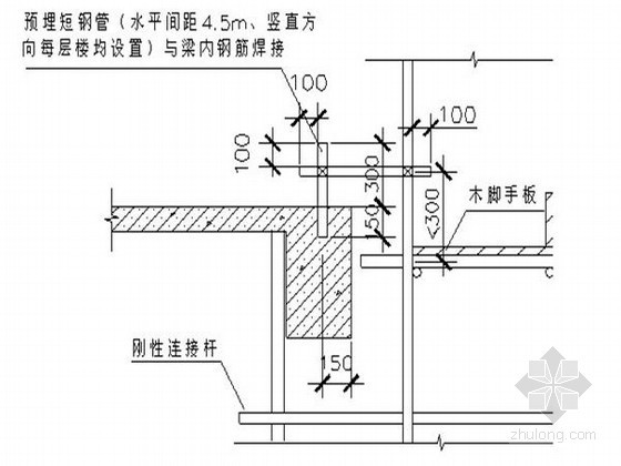 [四川]超高层框筒结构写字楼悬挑脚手架施工方案-连墙件设置 