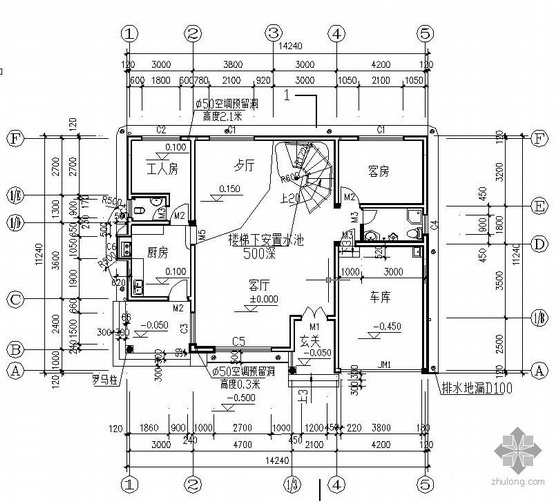 砌体别墅建筑图资料下载-某3层砌体结构别墅建筑及结构图