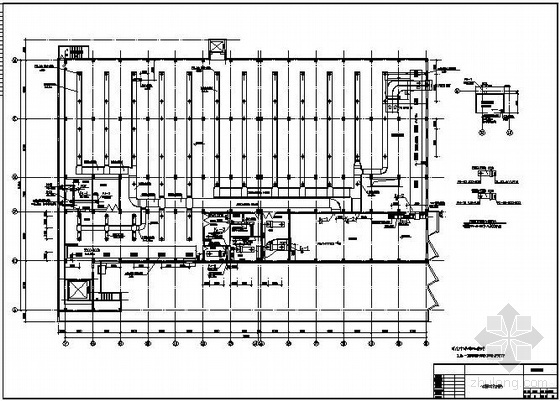 暖通机房剖面图视频资料下载-某厂房空调风管、蒸汽及空调水系统平面、剖面图