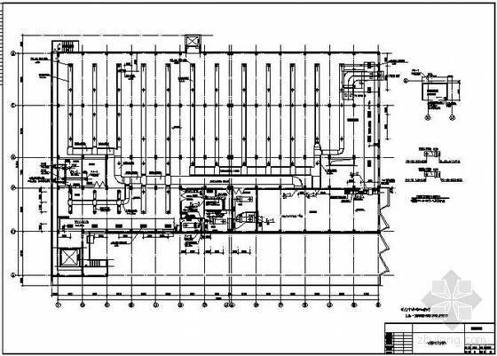通风工程平剖面图资料下载-某厂房空调风管、蒸汽及空调水系统平面、剖面图