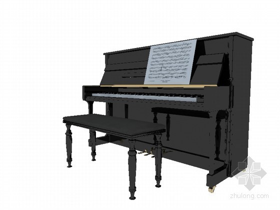 CAD乐器模型资料下载-钢琴3D模型下载
