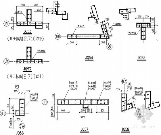 异形结构CAD详图资料下载-某剪力墙结构异形柱、剪力墙配筋节点构造详图