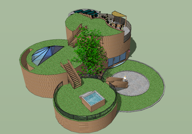 圆形庭院景观特色设计模型-场景三