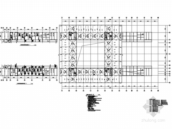 中原之门造型局部带钢桁架框剪结构旅游中心结构图（含建筑图、超长）-五层梁平法施工图(Y向)