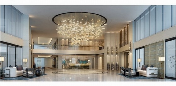 [成都]五星级品牌酒店室内设计方案大堂效果图 